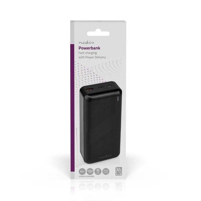 Nedis powerbank | USB-C PD 65W + USB-A QC 18W | 32.000 mAh