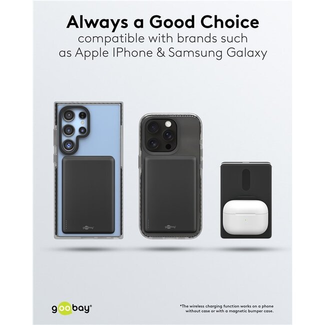 Goobay powerbank | draadloos laden + USB-C PD 20W | Qi + MagSafe | 10.000 mAh