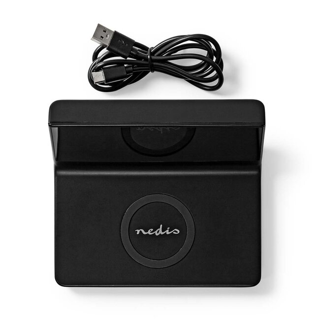 Nedis wekker met draadloze Qi lader | 15W | zwart