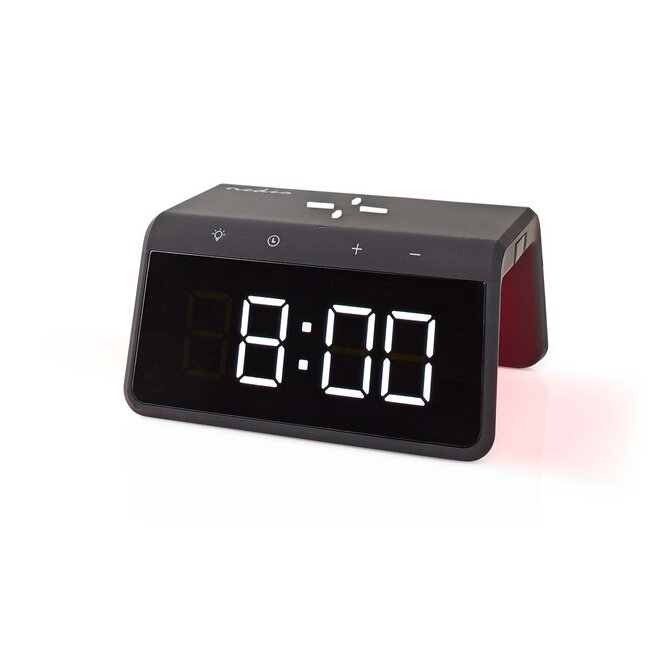 Nedis wekker met nachtlamp en draadloze Qi lader | 15W | zwart