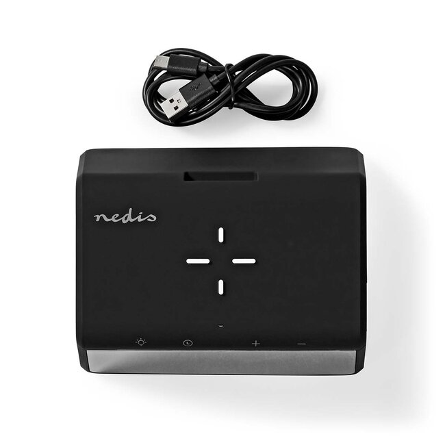 Nedis wekker met nachtlamp en draadloze Qi lader | 15W | zwart