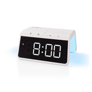 Nedis Nedis wekker met nachtlamp en draadloze Qi lader | 15W | wit