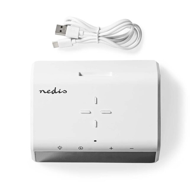 Nedis wekker met nachtlamp en draadloze Qi lader | 15W | wit