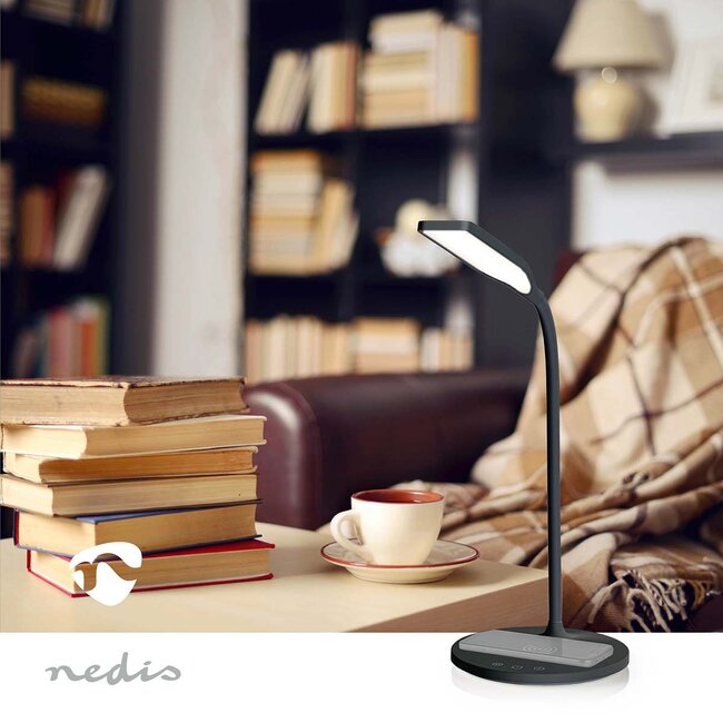 Nedis bureaulamp met draadloze Qi lader | 15W | zwart
