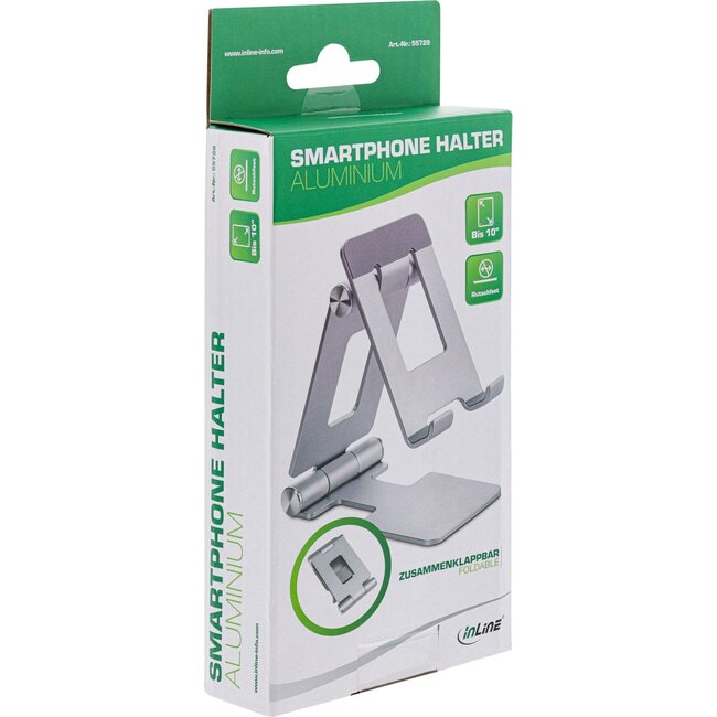 InLine smartphone/tablet tafelstandaard | tot 10 inch | aluminium