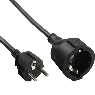 InLine CEE 7/7 (recht) - CEE 7/3 (recht) stroom verlengkabel | 3x 1,50mm | zwart | 5 meter