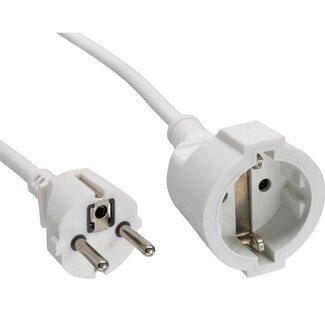 InLine CEE 7/7 (recht) - CEE 7/3 (recht) stroom verlengkabel | 3x 1,50mm | wit | 2 meter