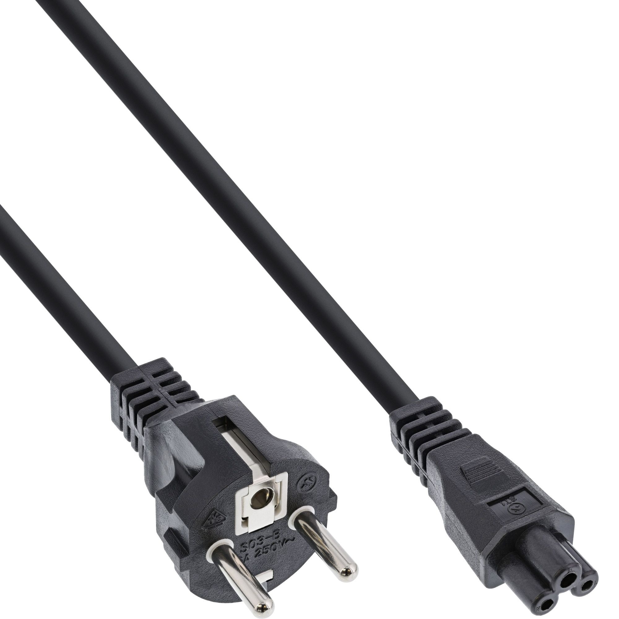 InLine Apparaatsnoer met rechte C5 plug en rechte stekker - 3x 1,00mm / zwart - 5 meter