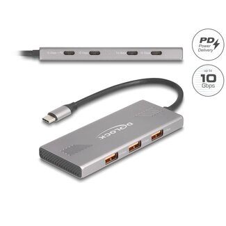 DeLOCK Delock 7 Port USB Hub 10 Gbps with 4 x USB Type-C™ female and 3 x USB Type-A female with PD 80 W