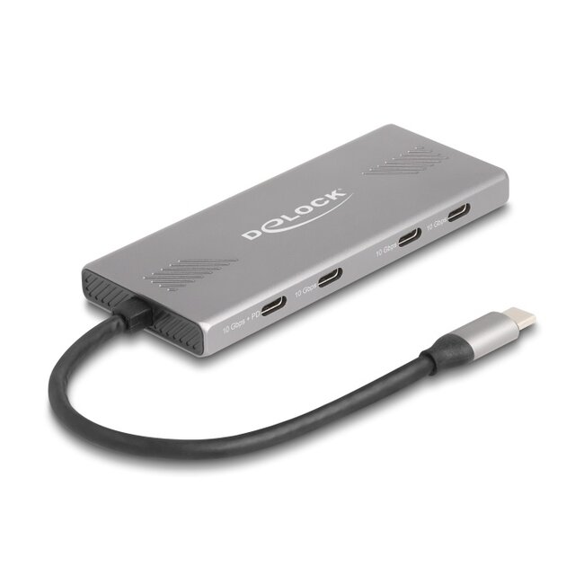 Delock 7 Port USB Hub 10 Gbps with 4 x USB Type-C™ female and 3 x USB Type-A female with PD 80 W