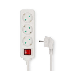 Nedis Stekkerdoos - Randaarde stekker / Type F (CEE 7/7) - 3-wegs - 5.00 m - 3680 W - 16 A - Soort aarding: Zijcontacten - 230 V AC 50/60 Hz - Hoek van stopcontact: 45 ° - H05VV-F