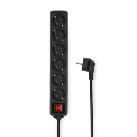 Nedis Stekkerdoos - Randaarde stekker / Type F (CEE 7/7) - 6-wegs - 5.00 m - 3680 W - 16 A - Soort aarding: Zijcontacten - 230 V AC 50/60 Hz - Hoek van stopcontact: 45 ° - H05VV-F