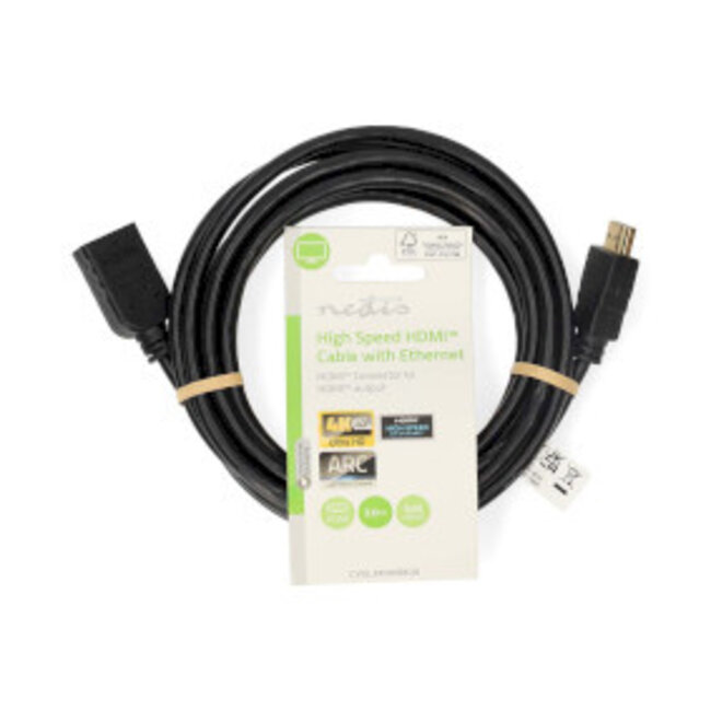 High Speed ​​HDMI™-Kabel met Ethernet | HDMI™ Connector | HDMI™ Output | 4K@60Hz | ARC | 10.2 Gbps | 3.00 m | Rond | PVC | Zwart | Label