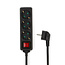Stekkerdoos | Randaarde stekker / Type F (CEE 7/7) | 3-wegs | 5.00 m | 3680 W | 16 A | Soort aarding: Zijcontacten | 230 V AC 50/60 Hz | Hoek van stopcontact: 45 ° | H05VV-F 3G 1,5 mm² | Aan/uit knop | Zwart