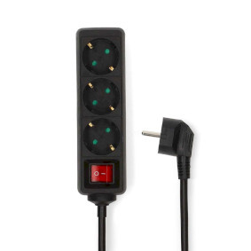 Nedis Stekkerdoos - Randaarde stekker / Type F (CEE 7/7) - 3-wegs - 5.00 m - 3680 W - 16 A - Soort aarding: Zijcontacten - 230 V AC 50/60 Hz - Hoek van stopcontact: 45 ° - H05VV-F