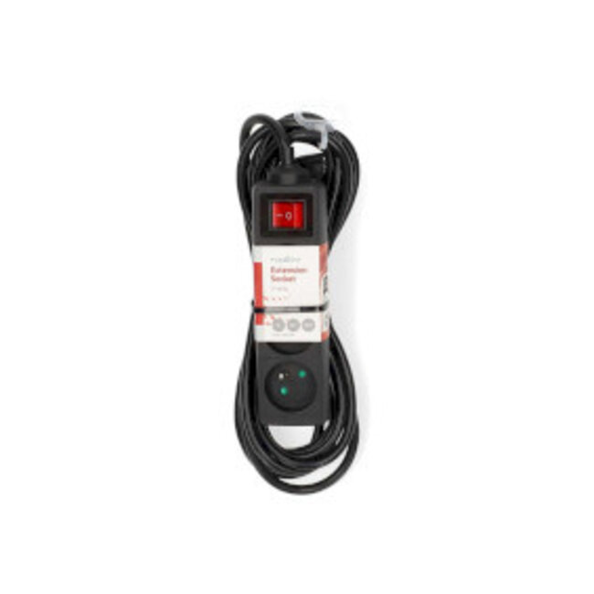 Stekkerdoos | France / Type-E (CEE 7/6) | 3-wegs | 5.00 m | 3680 W | 16 A | Soort aarding: Aardpen | 230 V AC 50/60 Hz | Hoek van stopcontact: 45 ° | H05VV-F 3G 1,5 mm² | Aan/uit knop | Zwart