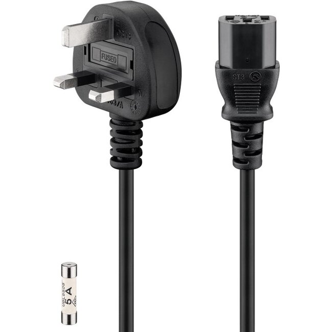 Goobay IEC Cord UK, 1.5 m, black, (3*1 mm²)