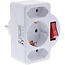InLine® wandcontactdoosadapter, SK stekker naar 2xEuro+1x SK, met schakelaar,wit
