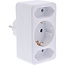 InLine® wandcontactdoosadapter, randaardestekker naar 2x Euro + 1x SK, wit
