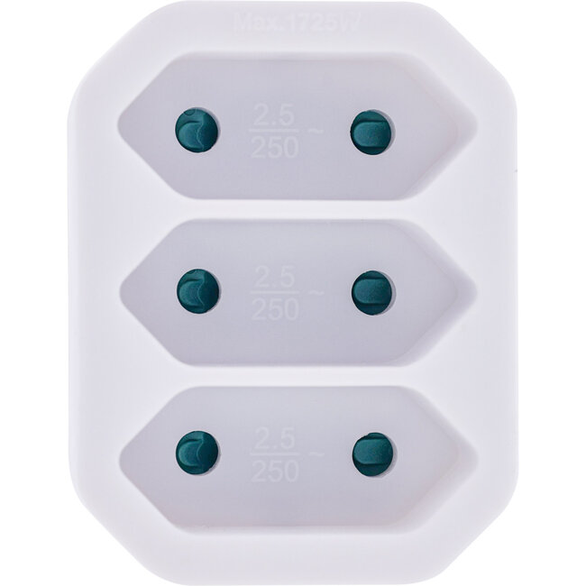 InLine® wandcontactdoosadapter, randaardestekker naar 3x Euro contactdoos, wit