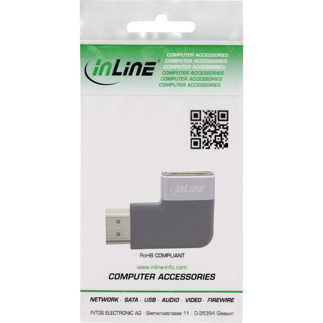 InLine® HDMI-adapter, HDMI A male / female, 90° links, 8K UHD
