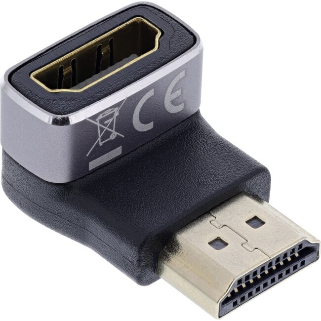 InLine® HDMI-adapter, HDMI A male / female, 90° omlaag, 8K UHD