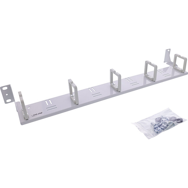 InLine® 19" kabelmanagementpaneel,5 horizontale kunststof beugels,RAL 7035,grijs
