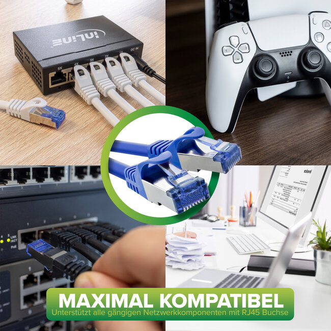 InLine® patchkabel, Cat.6A, S/FTP, TPE (LSZH), CCA, rood, 0,5m