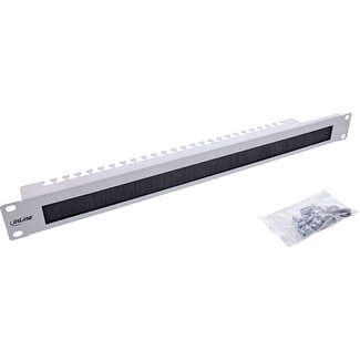 InLine® InLine® 19" kabelinvoerplaat met borstel en kabelstrip, 1U, RAL 7035