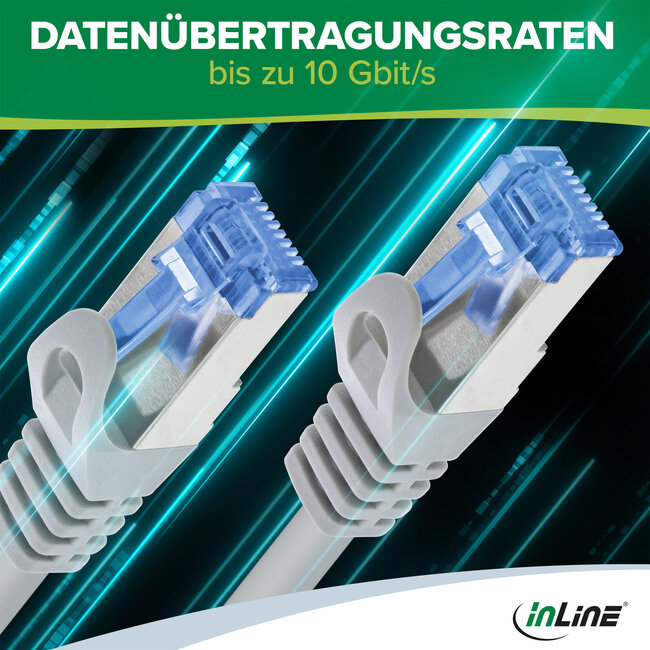 InLine® patchkabel, Cat.6A, S/FTP, TPE (LSZH), CCA, blauw, 2m