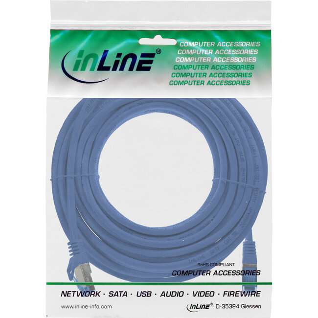 InLine® patchkabel, Cat.6A, S/FTP, TPE (LSZH), CCA, blauw, 7,5m