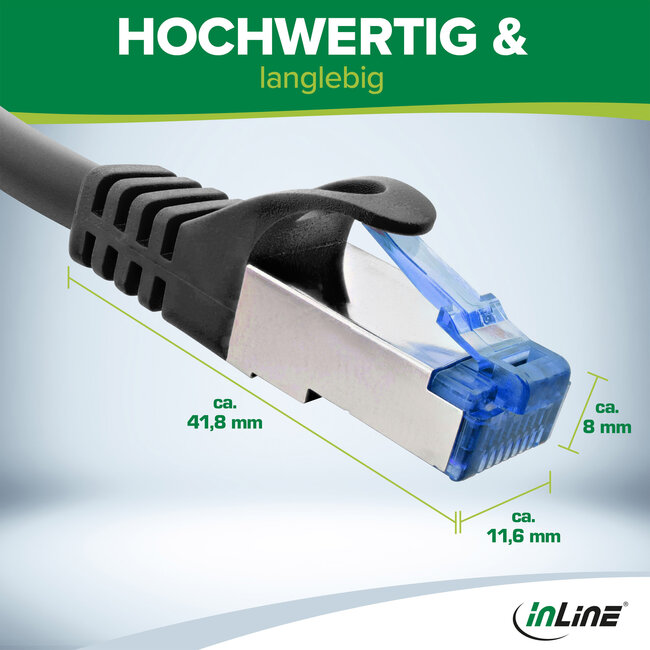 InLine® patchkabel, Cat.6A, S/FTP, TPE (LSZH), CCA, geel, 0,5m