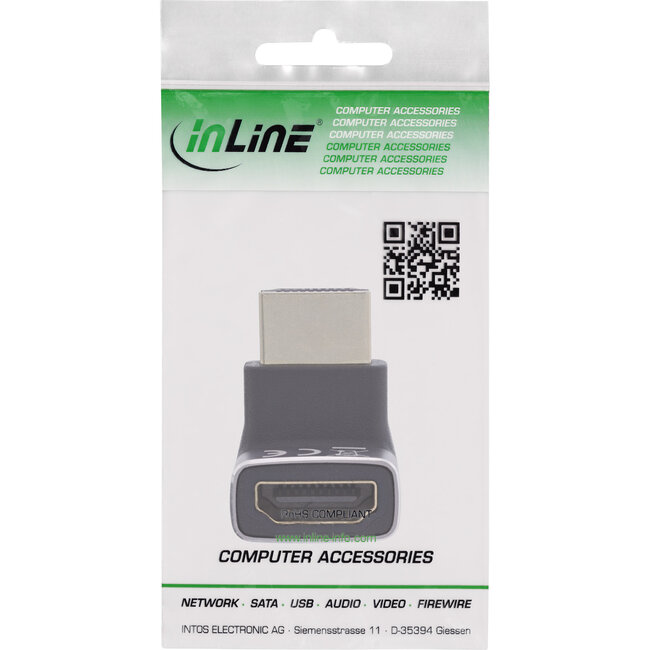 InLine® HDMI-adapter, HDMI A male / female, 90° boven, 8K UHD