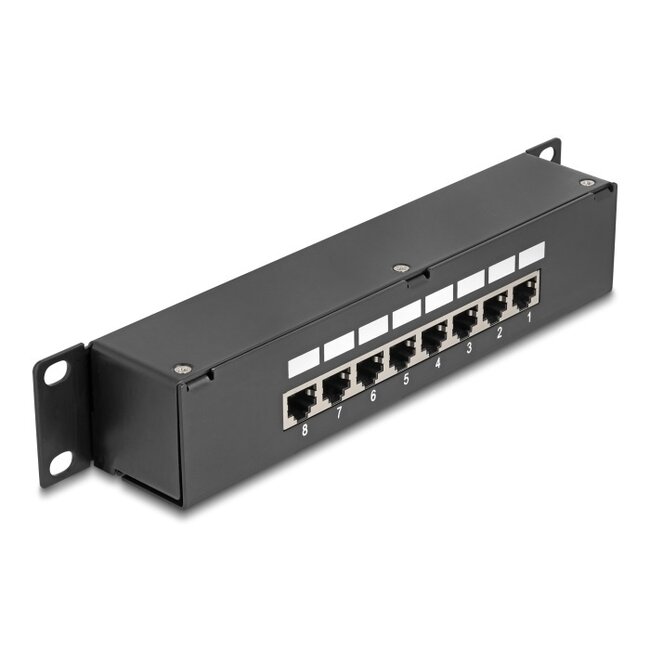 Delock 10 inch koppel patch panel | 8x RJ45 | CAT6 | STP | 1U | zwart