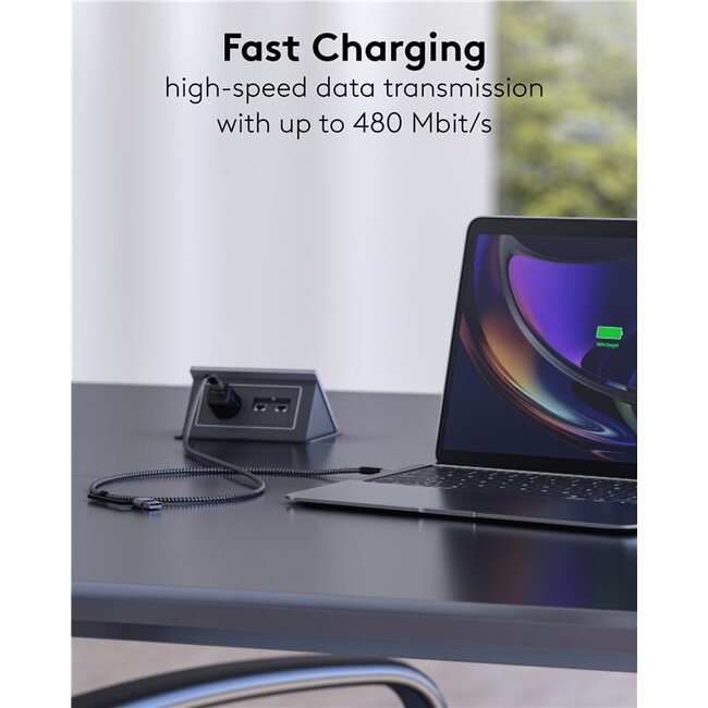 Goobay USB-C Textile kabel | incl. USB-A adapter | USB2.0 | PD 60W | 1 meter