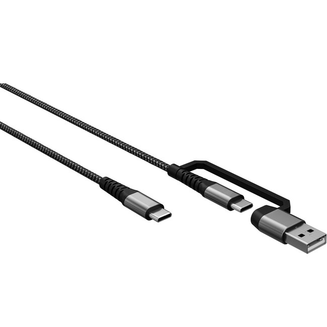 Goobay USB-C Textile kabel | incl. USB-A adapter | USB2.0 | PD 60W | 2 meter