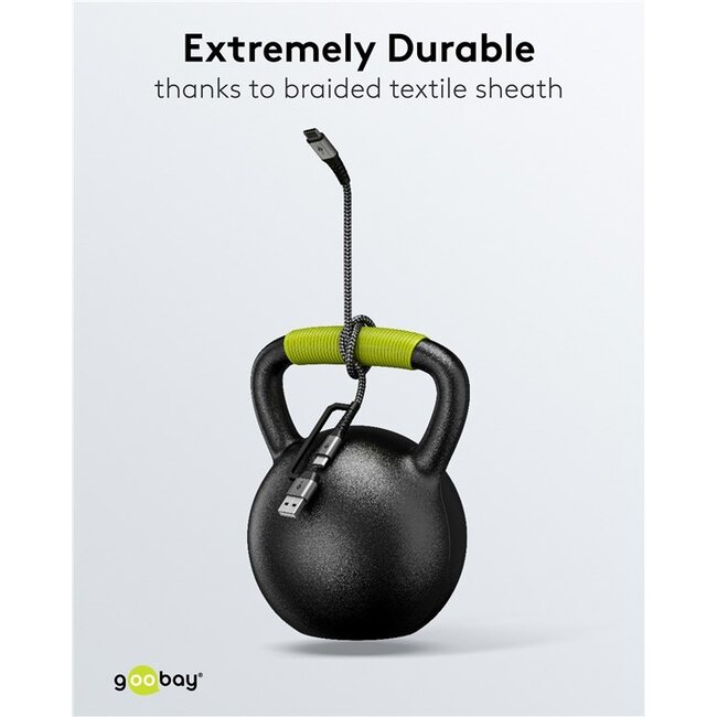 Goobay USB-C Textile kabel | incl. USB-A adapter | USB2.0 | PD 60W | 3 meter