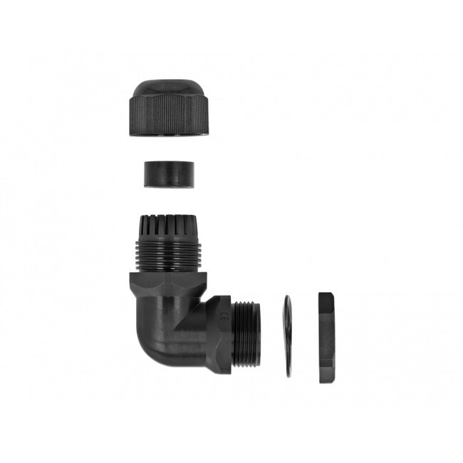 Kabelwartel | 90° haaks | PG9 | 4-8 mm | IP68 | zwart | 1 stuk