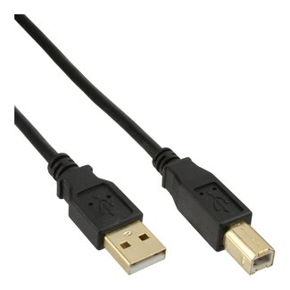 InLine USB-A - USB-B kabel | verguld | USB2.0 | 10W | zwart | 0,50 meter
