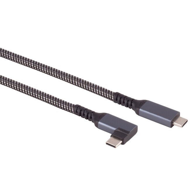 USB-C kabel | haaks (links/rechts) | USB3.1 10 Gbps | PD 100W | 4K 60Hz | nylon | 2 meter