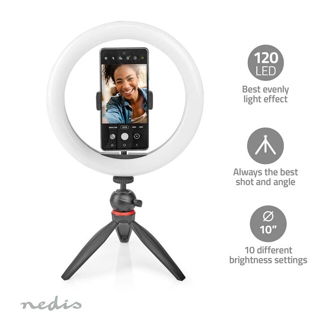Nedis smartphone tafelstandaard met ringlicht | compact
