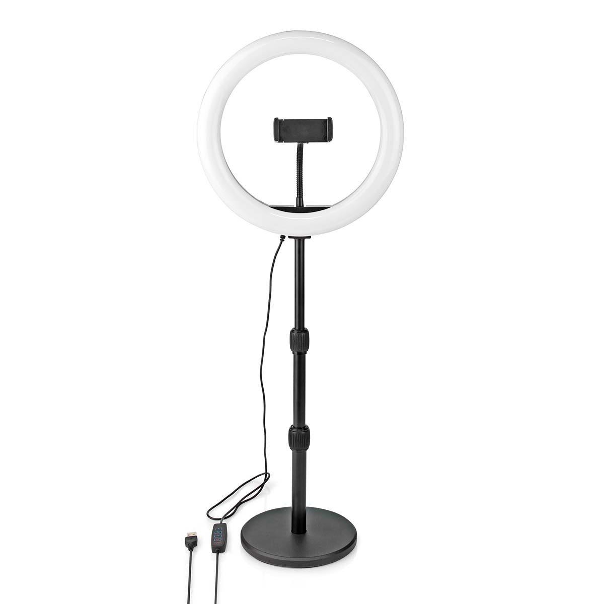 Nedis Ringlicht | 10 inch | 120 LED's | 2700 - 6700 K | Grondplaat | Zwart