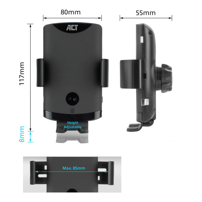 ACT raam/luchtrooster smartphone autohouder | automatische sluiting | draadloze lader