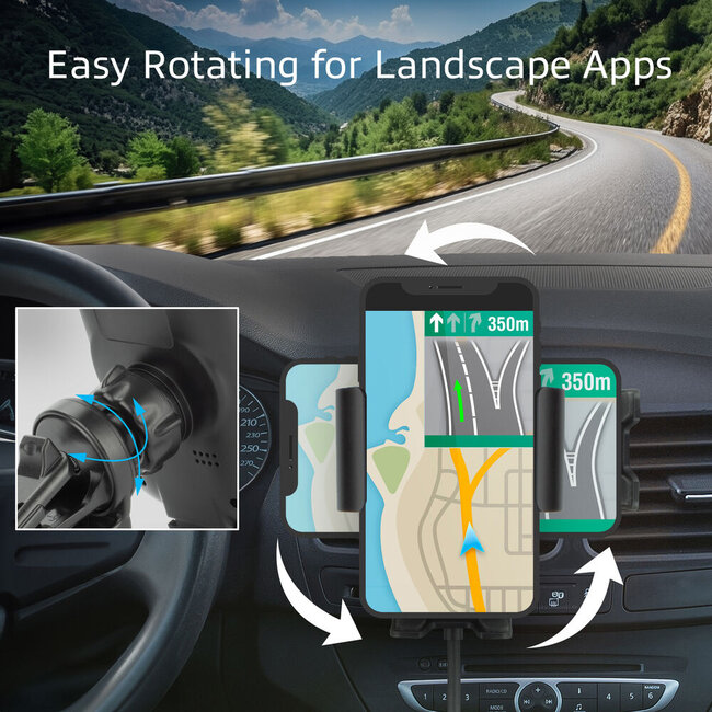 ACT smartphone autohouder | automatische sluiting | raam- en luchtroosterbevestiging | draadloze lader