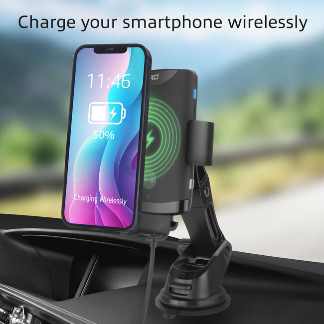 ACT raam/luchtrooster smartphone autohouder | automatische sluiting | draadloze lader
