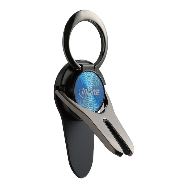 InLine 3-in-1 smartphone vingerhouder, autohouder en standaard | blauw