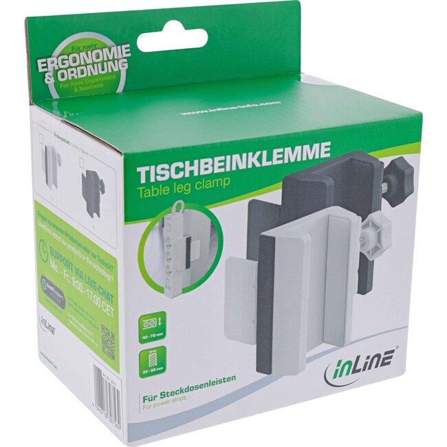 InLine stekkerdoos bureaubevestiging | schroefklem | tafelpootdikte tot 90mm | wit