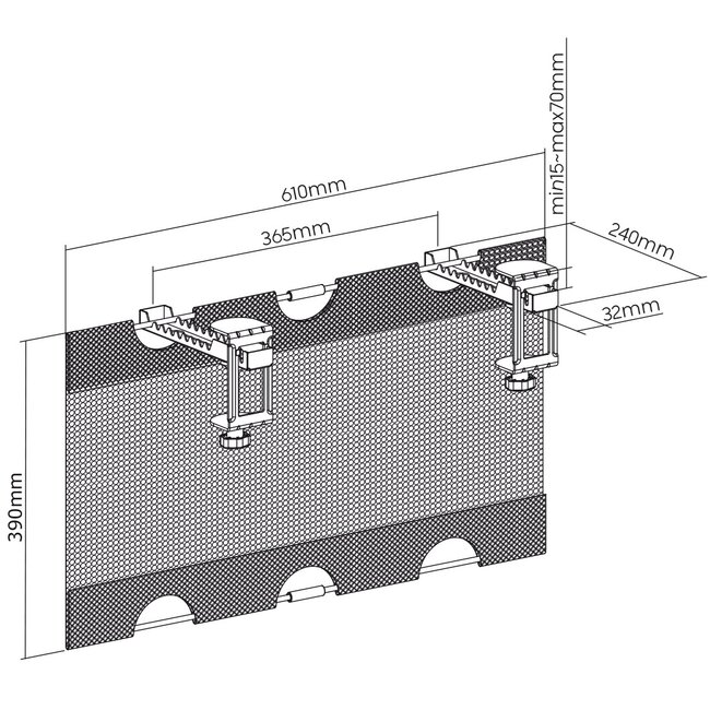 My Wall bureau kabelzak met klembevestiging | 61 x 16cm | zwart