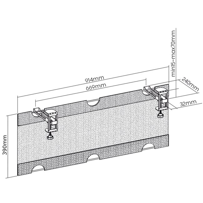 My Wall bureau kabelzak met klembevestiging | 91 x 16cm | zwart