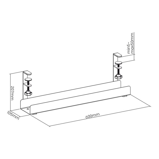 My Wall bureau kabelgoot met klembevestiging | 60 x 15,7cm | zwart